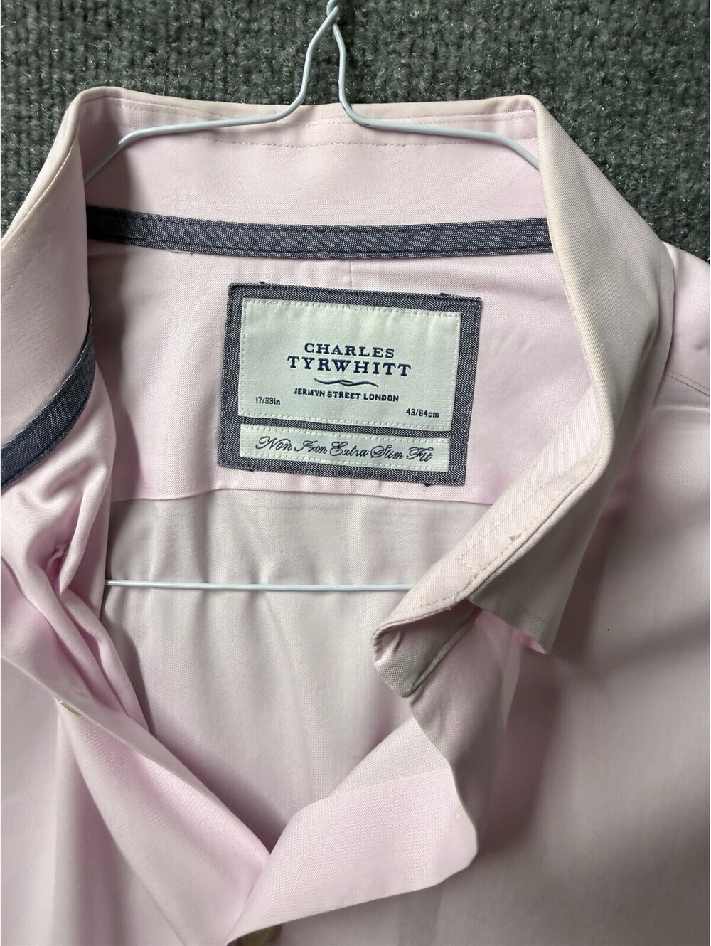 👀Charles Tyrwhitt 17/33 Pink Non-Iron Extra Slim Fit Dress Shirt Long Sleeve 👔